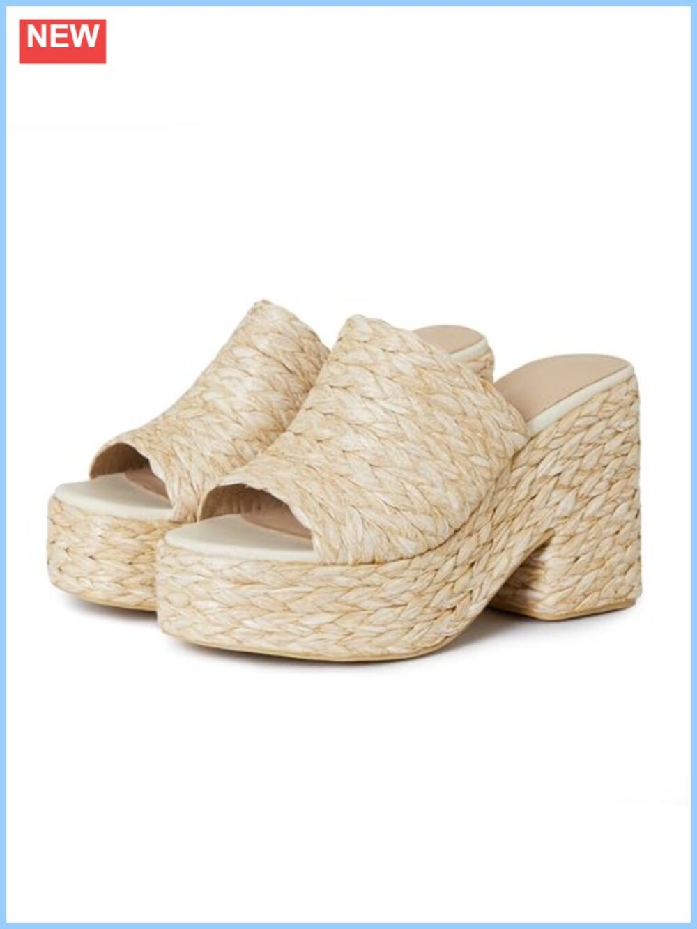 Womens Platform Sandals Espadrilles Raffia Heels Chunky High Heel Summer